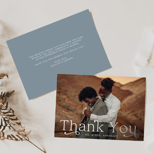 Carte de remerciements photo Mariage Silver Foil