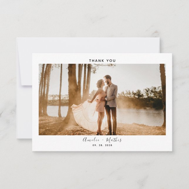 Carte de remerciements photo Mariage simple (Devant)