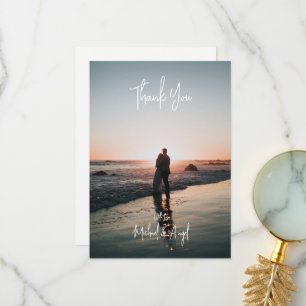 Carte de remerciements photo Mariage simple plat