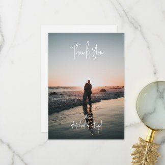 Carte de remerciements photo Mariage simple plat