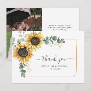 Carte de remerciements photo Mariage Sunflower Euc