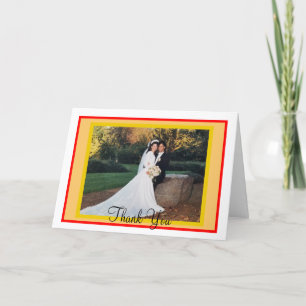 Carte de remerciements photo mariage Sunset Red Or