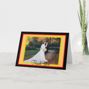 Carte de remerciements photo Mariage Sunset Red Or