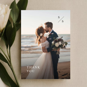 Carte De Remerciements Photo Mariage vertical minimaliste simple