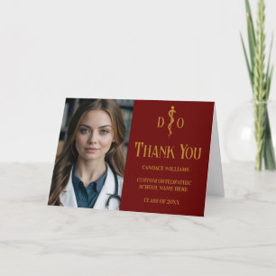 Carte De Remerciements Photo Maroon Gold Osteopathic Doctor