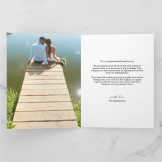 Carte De Remerciements Photo minimaliste et moderne Mariage