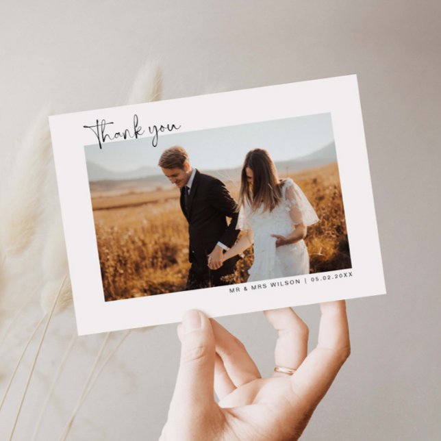 Carte de remerciements photo minimaliste Mariage (Créateur téléchargé)