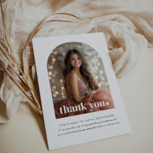 Carte De Remerciements Photo minimaliste moderne de Quinceañera