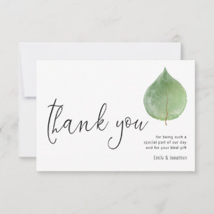 Carte De Remerciements Photo minimaliste simple feuille d'eucalyptus