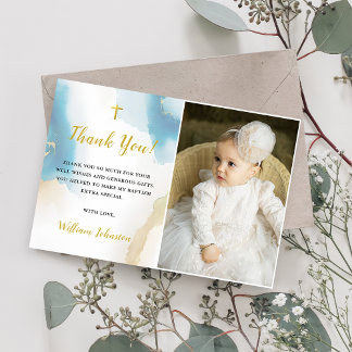 Carte de remerciements photo moderne Elegant Blue 