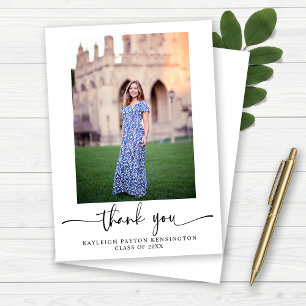 Carte De Remerciements Photo Moderne Elégant Script Graduation