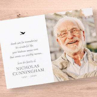 Carte De Remerciements Photo moderne minimaliste simple Memorial