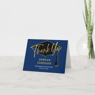 Carte De Remerciements PHOTO Moderne Simple Minimaliste Golden Graduation