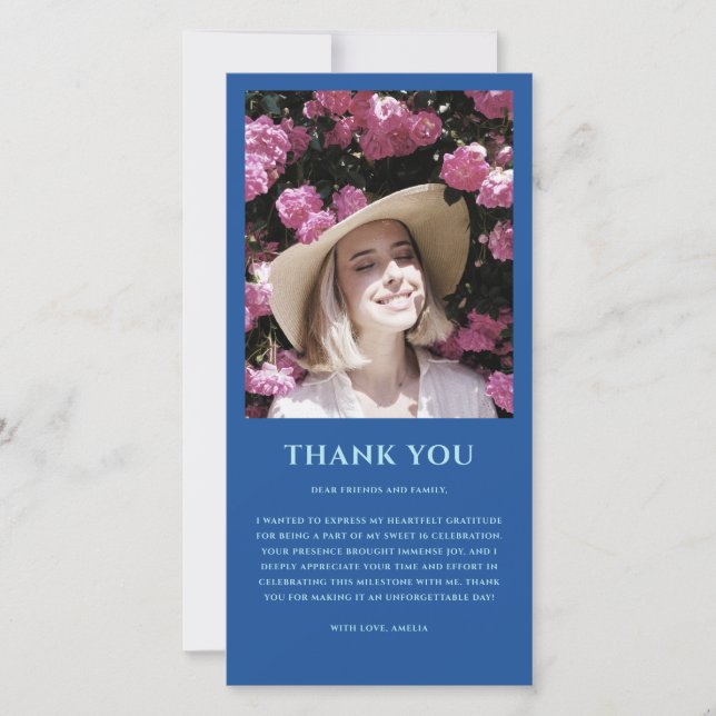 Carte De Remerciements Photo moderne Sweet 16 Anniversaire (Devant)