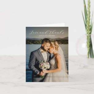 Carte De Remerciements Photo noir et blanc intemporel Mariage élégant