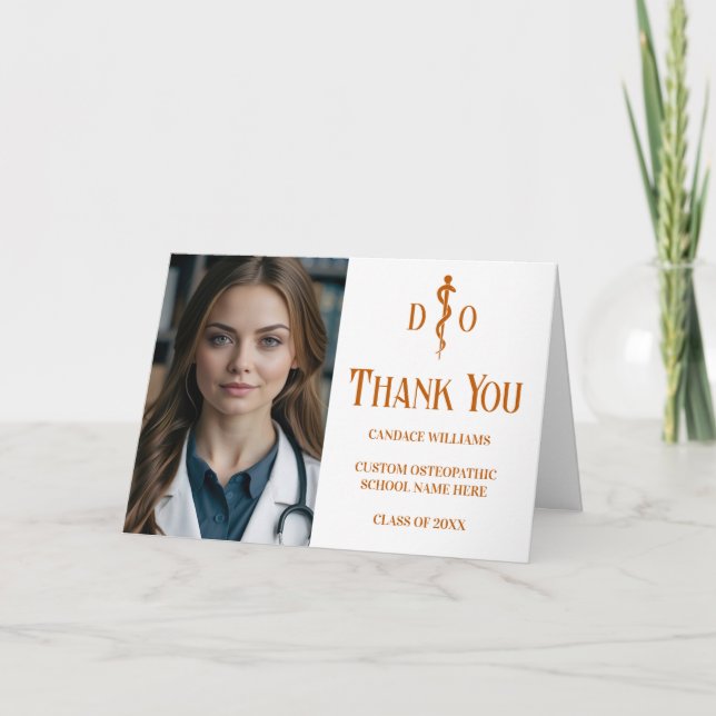 Carte De Remerciements Photo Orange Ostéopathie Médicale personnalisée (Devant)