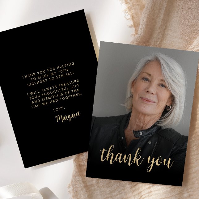 Carte De Remerciements Photo personnalisée Fête du 70e anniversaire (Créateur téléchargé)