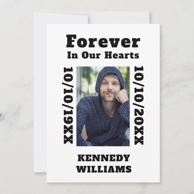 Carte De Remerciements Photo Personnalisée Pour Toujours Dans Nos Coeurs  (Devant)