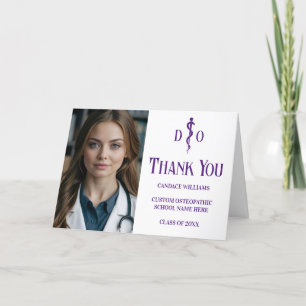 Carte De Remerciements Photo personnalisée Purple Ostéopathie Médicale