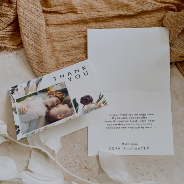 Carte De Remerciements Photo pliée Fleurs blanches (Créateur téléchargé)