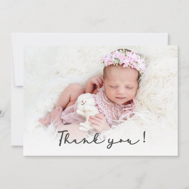 Carte de remerciements photo pour bébé nouveau-né  (Devant)