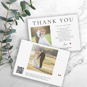 Carte De Remerciements Photo QR code bold typographie mariage
