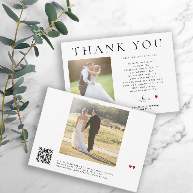 Carte De Remerciements Photo QR code bold typographie mariage (Créateur téléchargé)