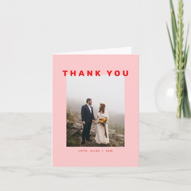 Carte de remerciements photo Red + Pink Wes Anders (Devant)