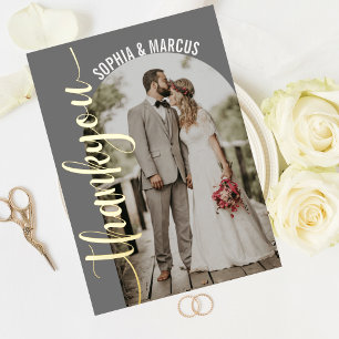 Carte de remerciements photo Retro Arch de mariage