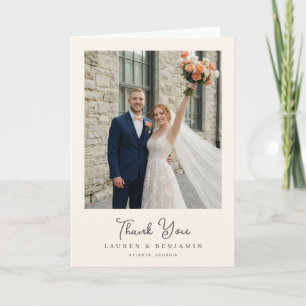 Carte De Remerciements Photo Romantique Beige Joyeux