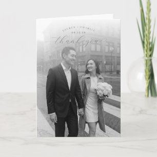 Carte De Remerciements Photo romantique en noir et blanc