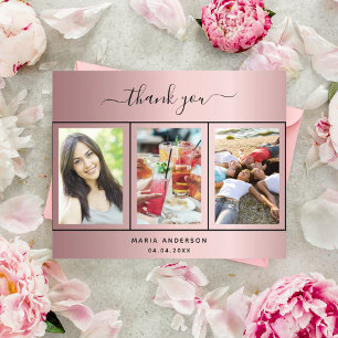 Carte de remerciements photo rose vif