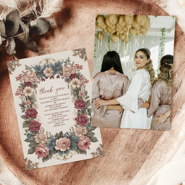 Carte De Remerciements Photo Royal Victorian Whimsical Floral Bridal Show (Créateur téléchargé)