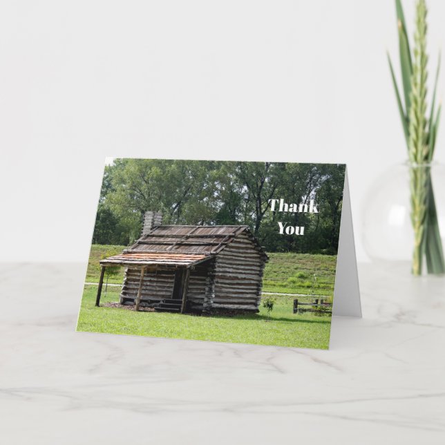 Carte De Remerciements Photo Rustic Log Cabine (Devant)