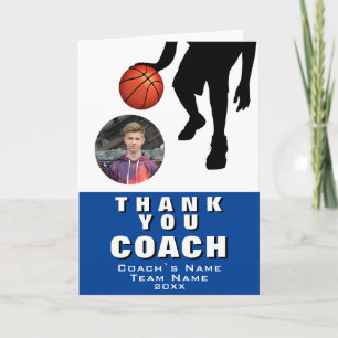 Carte De Remerciements Photo silhouette de joueur de basket-ball Coach 