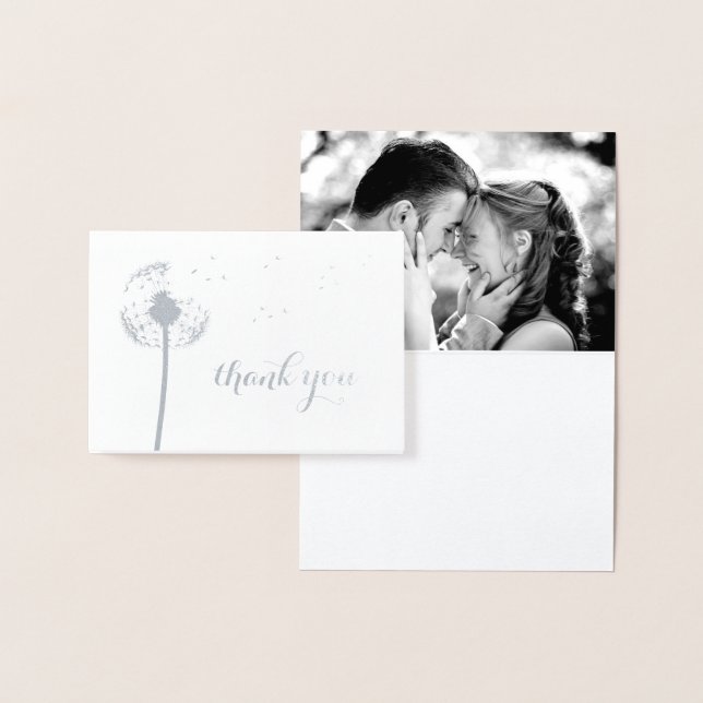 Carte de remerciements photo Silver Foil Dandelion (Affichage)