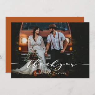 Carte De Remerciements Photo Simple Botanique Bohême Mariage en terre cui