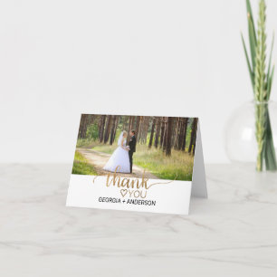 Carte de remerciements photo simple Gold Calligrap