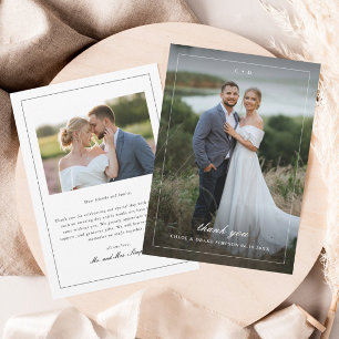 Carte De Remerciements Photo simple Mariage Portrait à fond