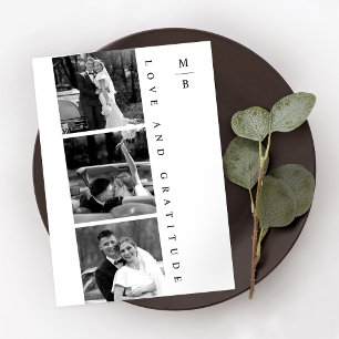 Carte De Remerciements Photo simple moderne Mariage noir et blanc