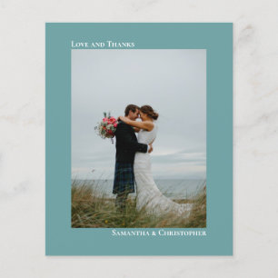 Carte de remerciements photo simple Turquoise BUDG