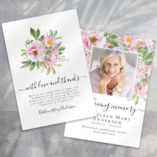 Carte De Remerciements Photo Sympathy Floral Funeral