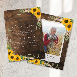 Carte De Remerciements Photo Sympathy Sunflower Funeral