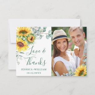 Carte De Remerciements PHOTO tournesol Eucalyptus Mariage rustique