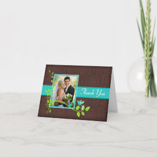 Carte de remerciements photo Turquoise Green Brown