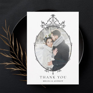 Carte De Remerciements Photo Vintage Mariage noir et blanc