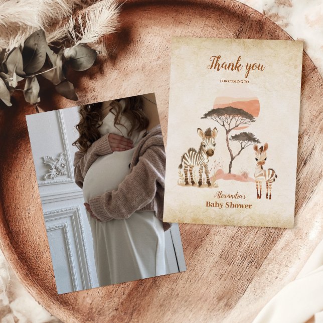 Carte De Remerciements Photo Wild One Safari Animaux Baby showers garçons (Créateur téléchargé)