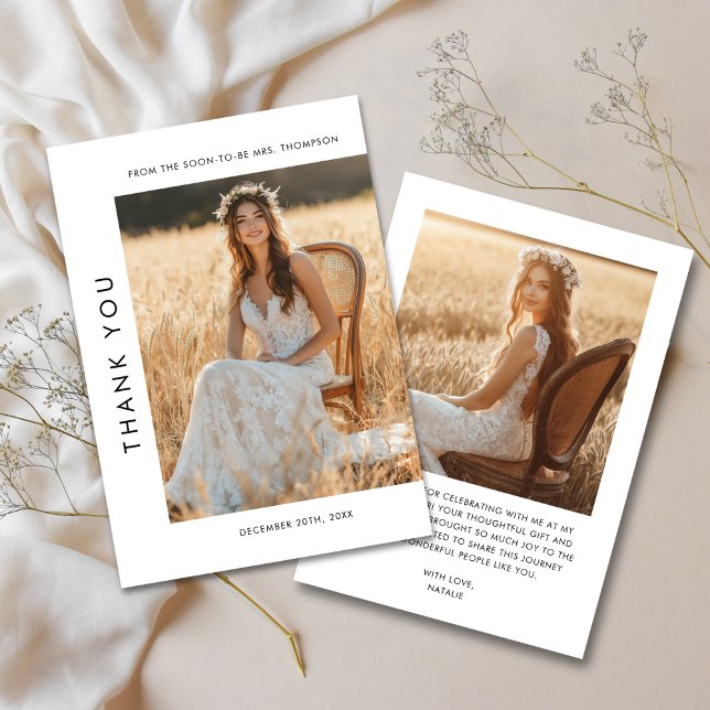 Carte De Remerciements Photographie de Fête de Fiançailles avec Typograph (Créateur téléchargé)