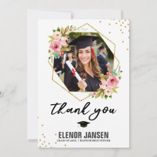 Carte De Remerciements Photographie de graduation géométrique florale