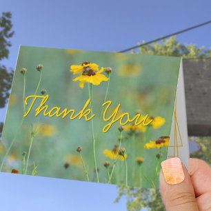 Carte De Remerciements Photographie Fleur sauvage géométrique Jaune perso